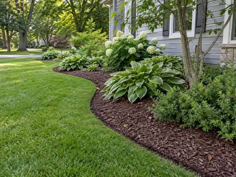 Defined lawn edges and refreshed planting beds